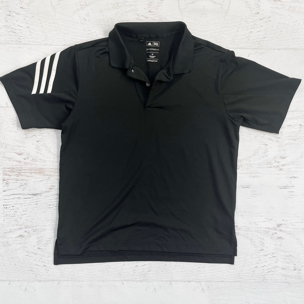 Boys Black Adidas Polo Shirt Size Medium